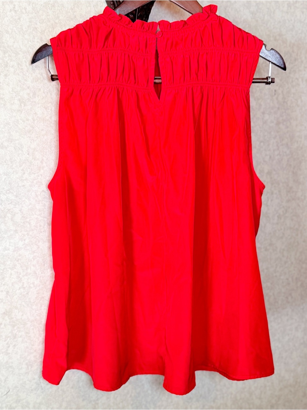 Joie Red Ruffle Neck Babydoll Blouse Top Sleeveless Boho Chic XL - Picture 3 of 8